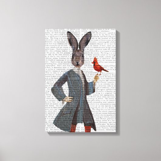 Konijn en vogel canvas afdruk (Voorkant)