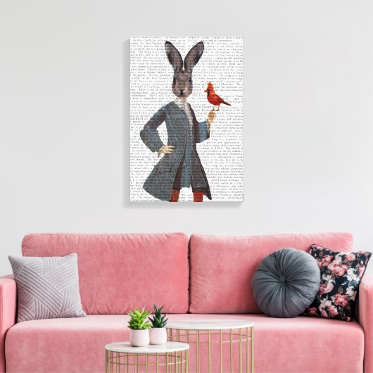 Konijn en vogel canvas afdruk (Insitu (Woonkamer))