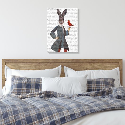 Konijn en vogel canvas afdruk (Insitu (Slaapkamer))
