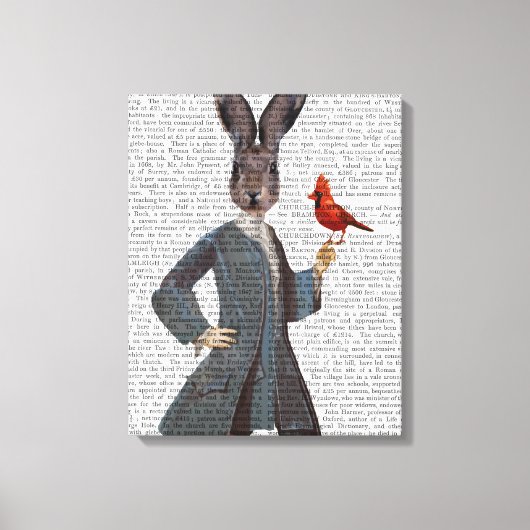 Konijn en vogel canvas afdruk (Voorkant)