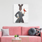 Konijn en vogel canvas afdruk (Insitu (Woonkamer))