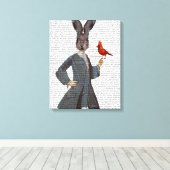 Konijn en vogel canvas afdruk (Insitu (Houten vloer))
