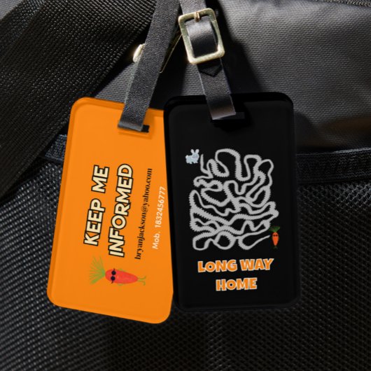 Konijn en wortel bagagelabel