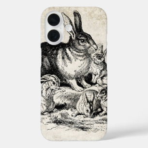  Konijn Familie Illustratie, Baby Bunnies iPhone 16 Hoesje