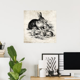  Konijn Familie Illustratie, Baby Bunnies Poster