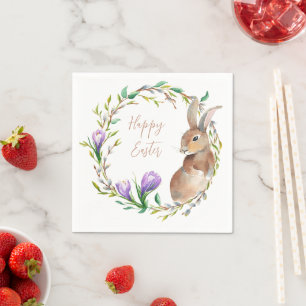  konijn Floral Wreath Flower Easter Bunny Servet