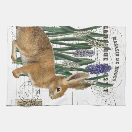 konijn Frans Script Kitchen Hand Towel Theedoek (Horizontaal)