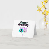 Konijn Fuzzies Horizontale Kleine Wenskaart Kaart (Gele Bloem)