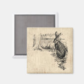  konijn geïllustreerd Bunny Art Magneet (Voorkant / Achterkant)