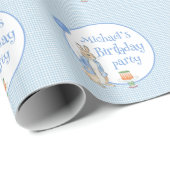 Konijn gepersonaliseerde naam verjaardag cadeaupapier (Rol Hoek)