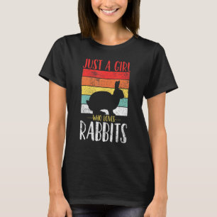 Konijn gewoon een meisje dat van Rabbits Retro Vin T-shirt