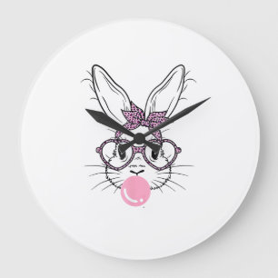 Konijn Gezicht Luipaard Bril Bubble Gum Pasen Dag  Grote Klok