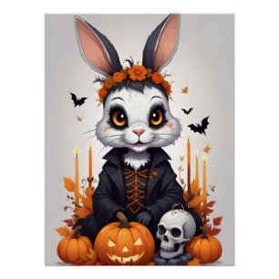 Konijn Halloween Schattigee Schattige Grappige Die Perfect Poster