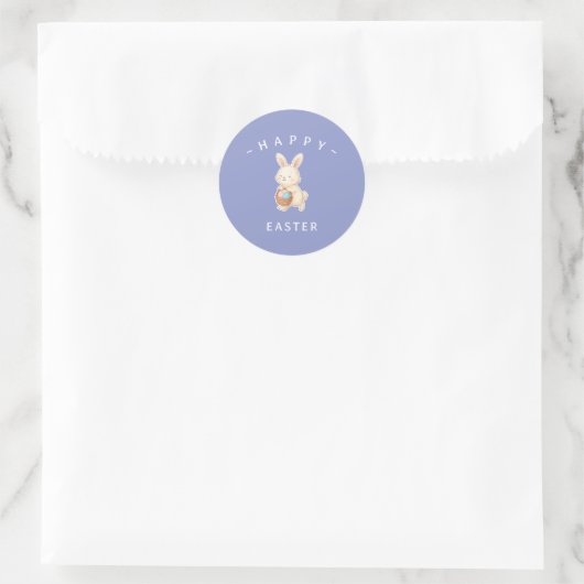 Konijn Happy Pasen Ronde Stickers (Tas)