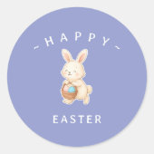 Konijn Happy Pasen Ronde Stickers (Voorkant)