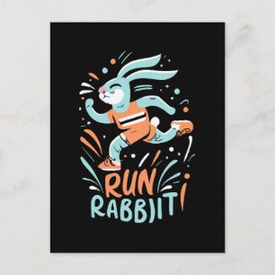 konijn hardlopen marathon loper bunny schattig briefkaart