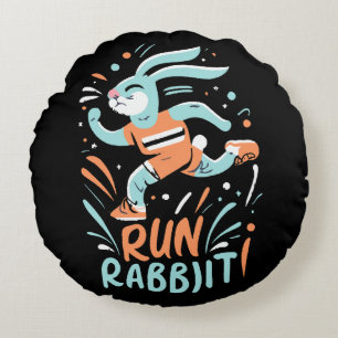 konijn hardlopen marathon loper konijntje schattig rond kussen