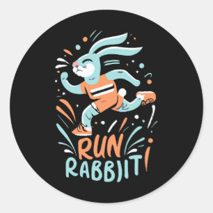 konijn hardlopen marathon loper konijntje schattig ronde sticker