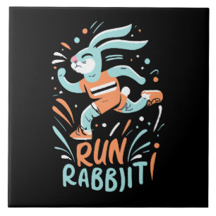 konijn hardlopen marathon loper konijntje schattig tegeltje