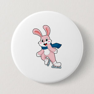 Konijn IJsschaatsen Schaatsen Ronde Button 7,6 Cm