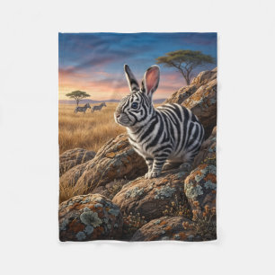 Konijn in Afrikaanse savanne zonsondergang dierenw Fleece Deken