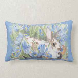 Konijn in Blauwe Nederlands Irises Kussen