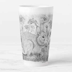 Konijn in bloemen latte mok