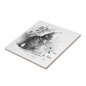 Konijn in Borstel Zwart & Wit Tegeltje (Zijkant)