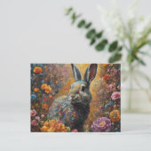 Konijn in de Bloemen Briefkaart (Staand voorkant)
