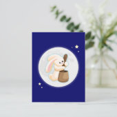 Konijn in de maan briefkaart (Staand voorkant)