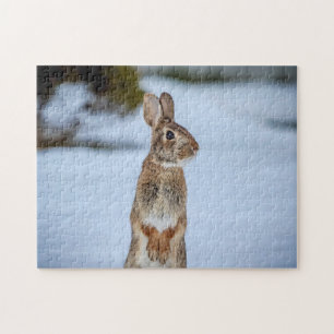 Konijn in de sneeuw legpuzzel