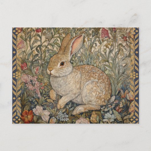 Konijn in een Engelse tuin William Morris Style Briefkaart (Voorkant)