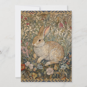 Konijn in een Engelse tuin William Morris Style Kaart