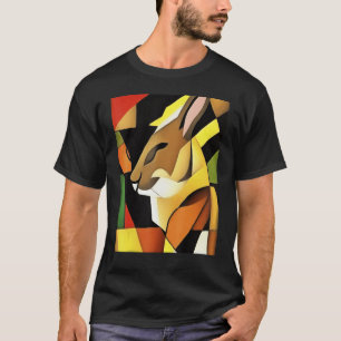 Konijn in een geometrische Abstracte stijl T-shirt