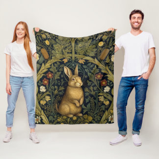 Konijn in het bos art nouveau stijl fleece deken