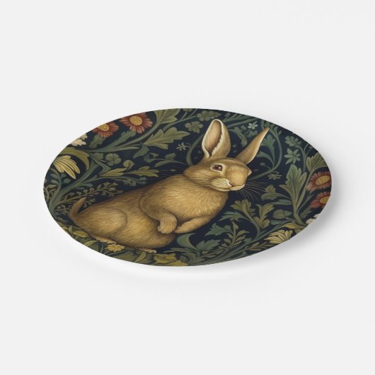 Konijn in het bos art nouveau stijl papieren bordje (Gekanteld)