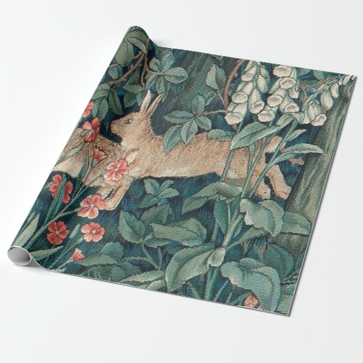 Konijn in het bos - William Morris Cadeaupapier (Uitgerold)