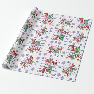 Konijn in kerstcadeaupapier voor stoppen cadeaupapier