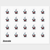 Konijn in Magic met hand en Pet Ronde Sticker (Vel)