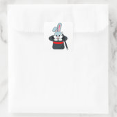 Konijn in Magic met hand en Pet Vierkante Sticker (Tas)