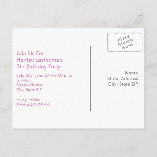 Konijn in Pet Magic Verjaardag Party Briefkaart Ui (Achterkant)