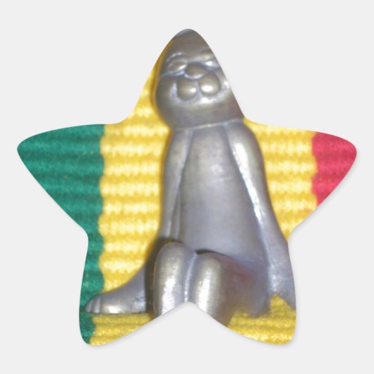 Konijn in Rasta kleuren: een vleugje Groovy Ster Sticker (Voorkant)