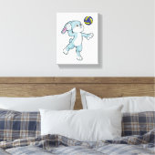 Konijn in sport met volleybal canvas afdruk (Insitu (Slaapkamer))