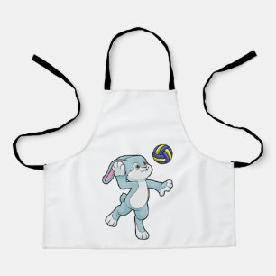 Konijn in sport met volleybal schort