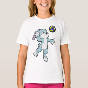 Konijn in sport met volleybal t-shirt