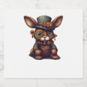 Konijn in steampunk mechanische versnelling, leven sparkling wijnetiket (Enkel label)