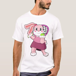 Konijn in Tennis met Tennis racket T-shirt