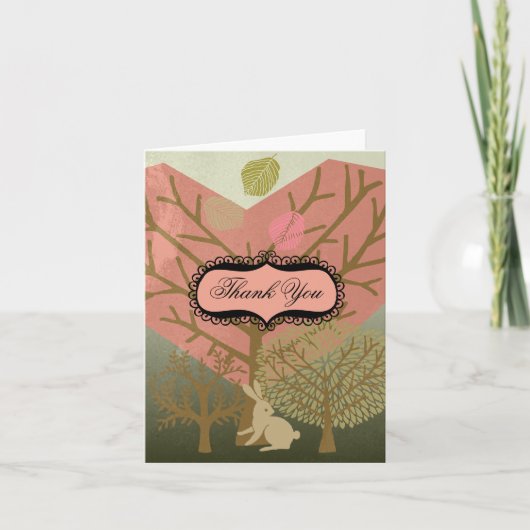 Konijn in toverachtig bos bedankkaartjes bedankkaart (Voorkant)