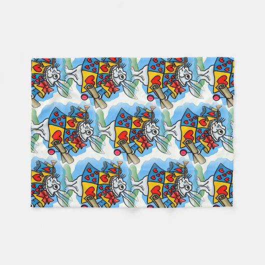 Konijn in Wonderland Fleece Deken (Voorkant (Horizontaal))