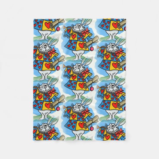 Konijn in Wonderland Fleece Deken (Voorkant)